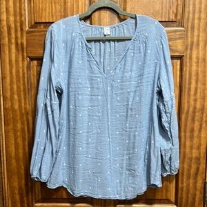 Blue Relaxed Buttoned Blouse